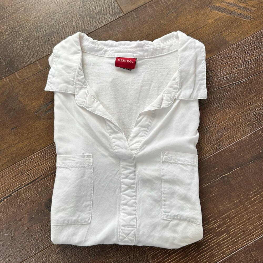 Women's White Collared Tank Top